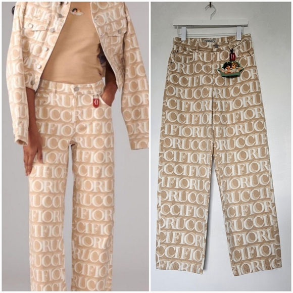Fiorucci Denim - Nwt Fiorucci Italy Patti Ecru With White Lazer Monogram Jeans